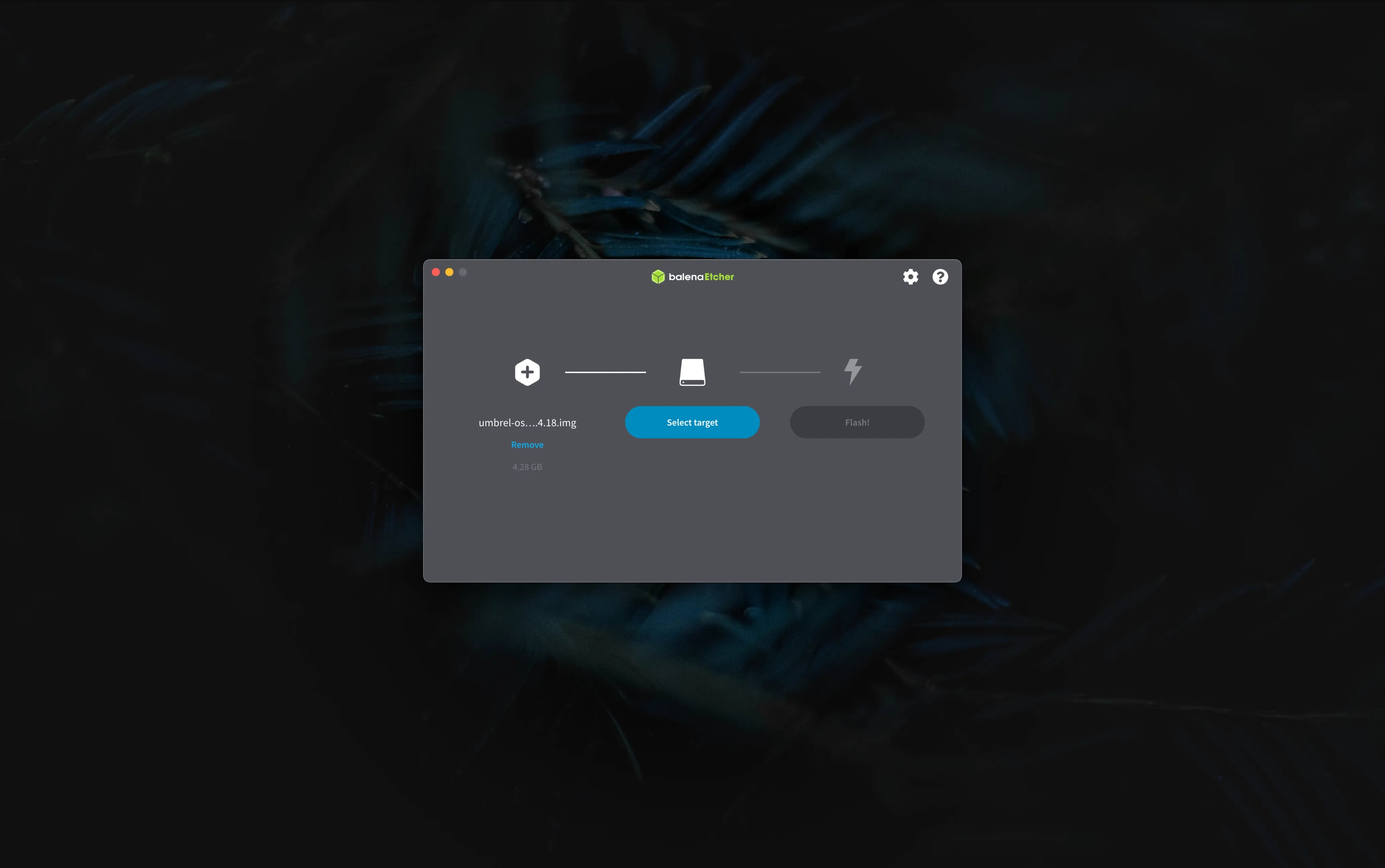 Flashing the Umbrel OS image to an SD Card with BalenaEtcher