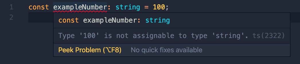 VS Code screenshot of TypeScript error